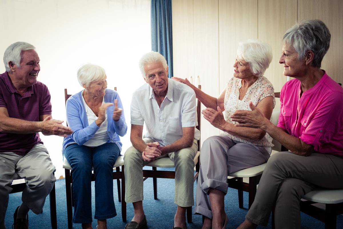 Seniors interacting in the retirement house